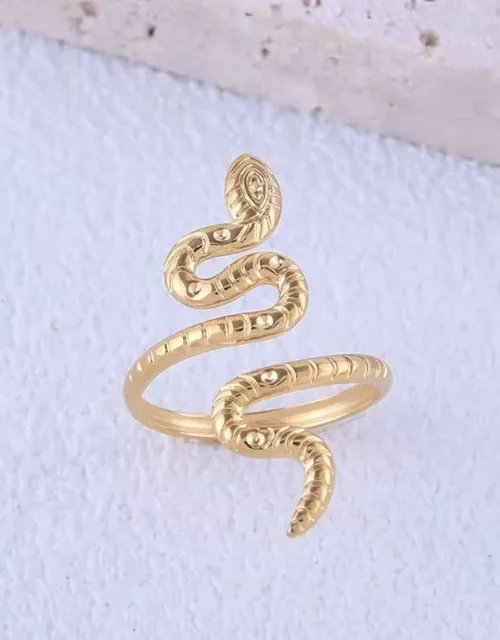 The 'Serpent Vibe' Gold Snake Ring