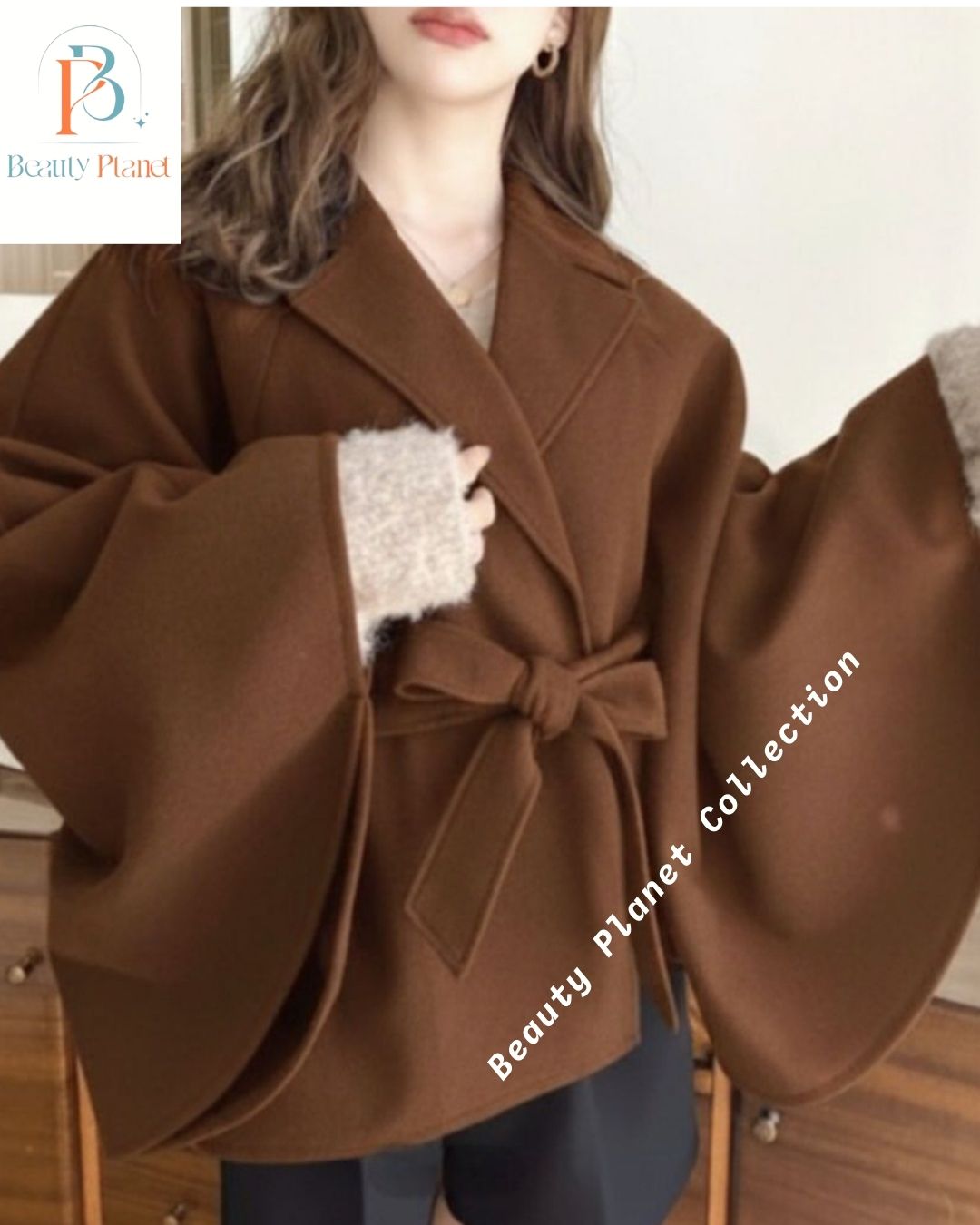 Black Wide Sleeve Tie-Waist Jacket - Image 7