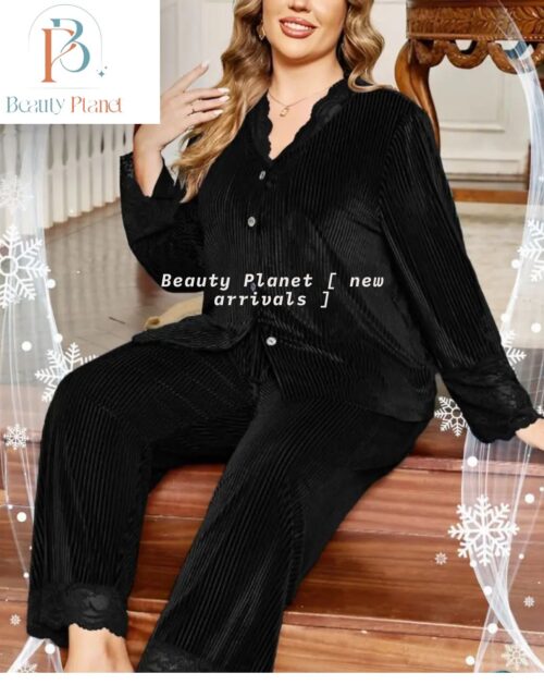 The 'Midnight Rib' Velvet Pajama Suit