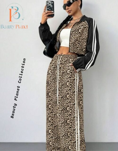 Leopard Print Tracksuit Set (Jacket & Pants)