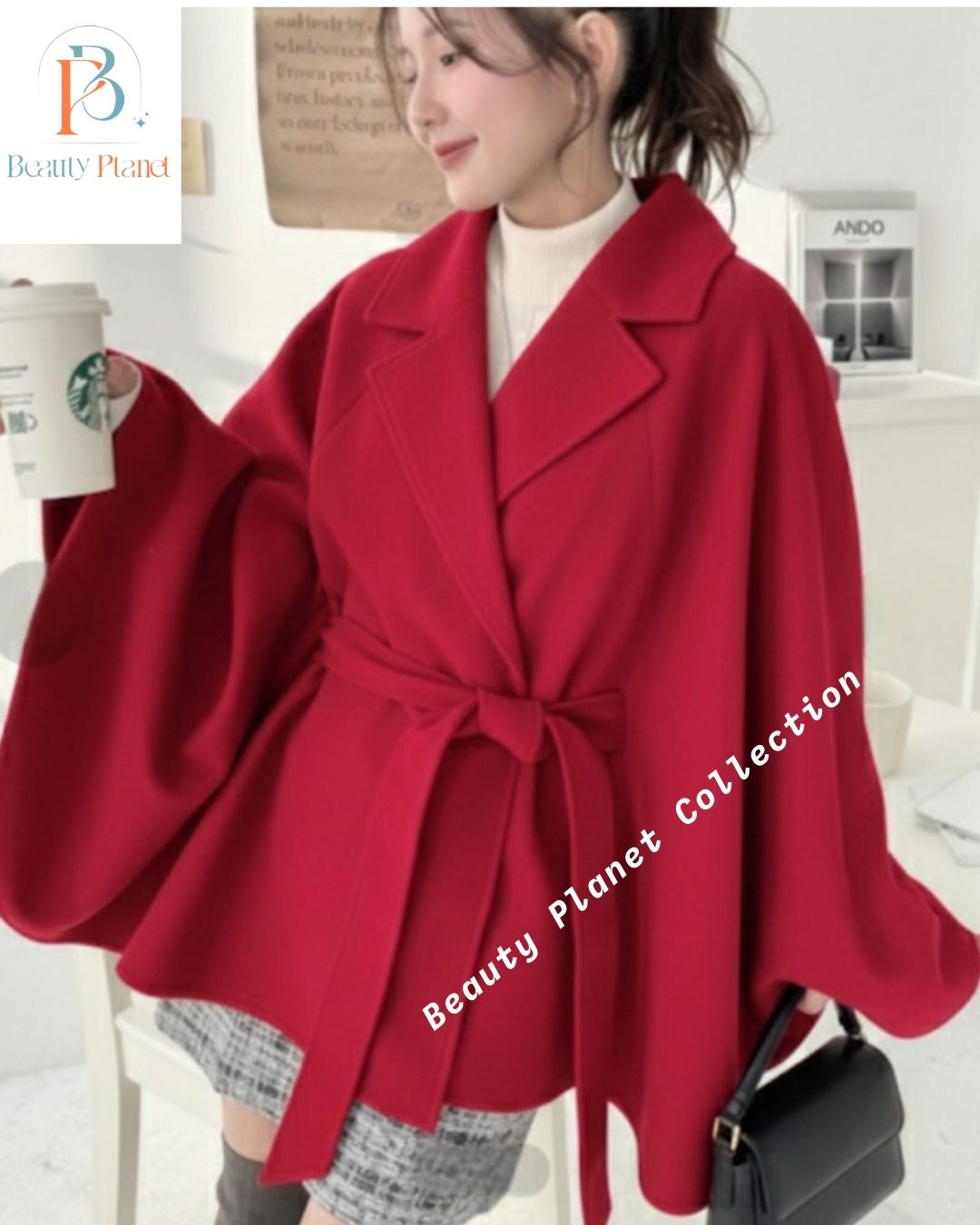 Black Wide Sleeve Tie-Waist Jacket - Image 4