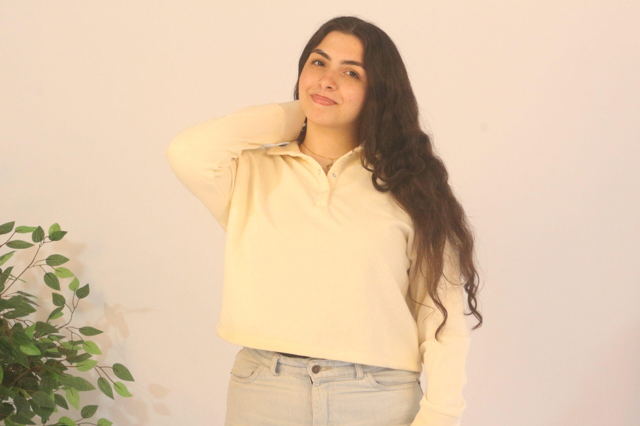 Off-White/Cream Polo Long-Sleeve Top - Image 4