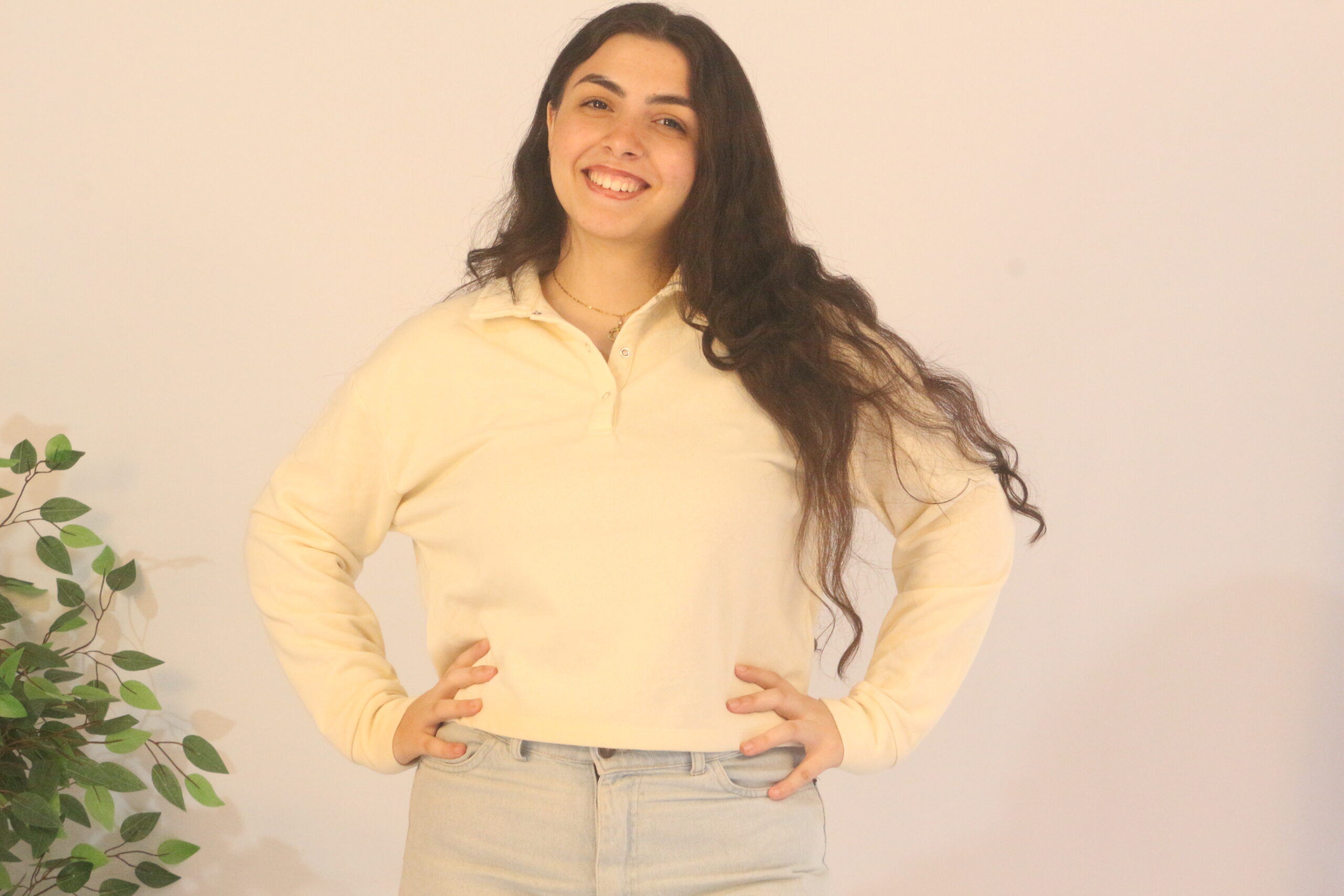 Off-White/Cream Polo Long-Sleeve Top - Image 3