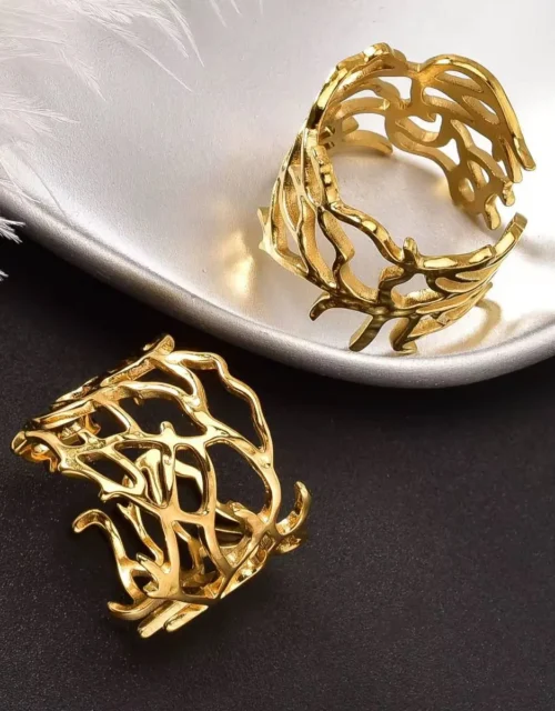 The 'Golden Canopy' Abstract Branch Ring