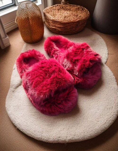 Cloud-Soft Fluffy Faux Fur Slides (The "Cozy Chic" Slipper)