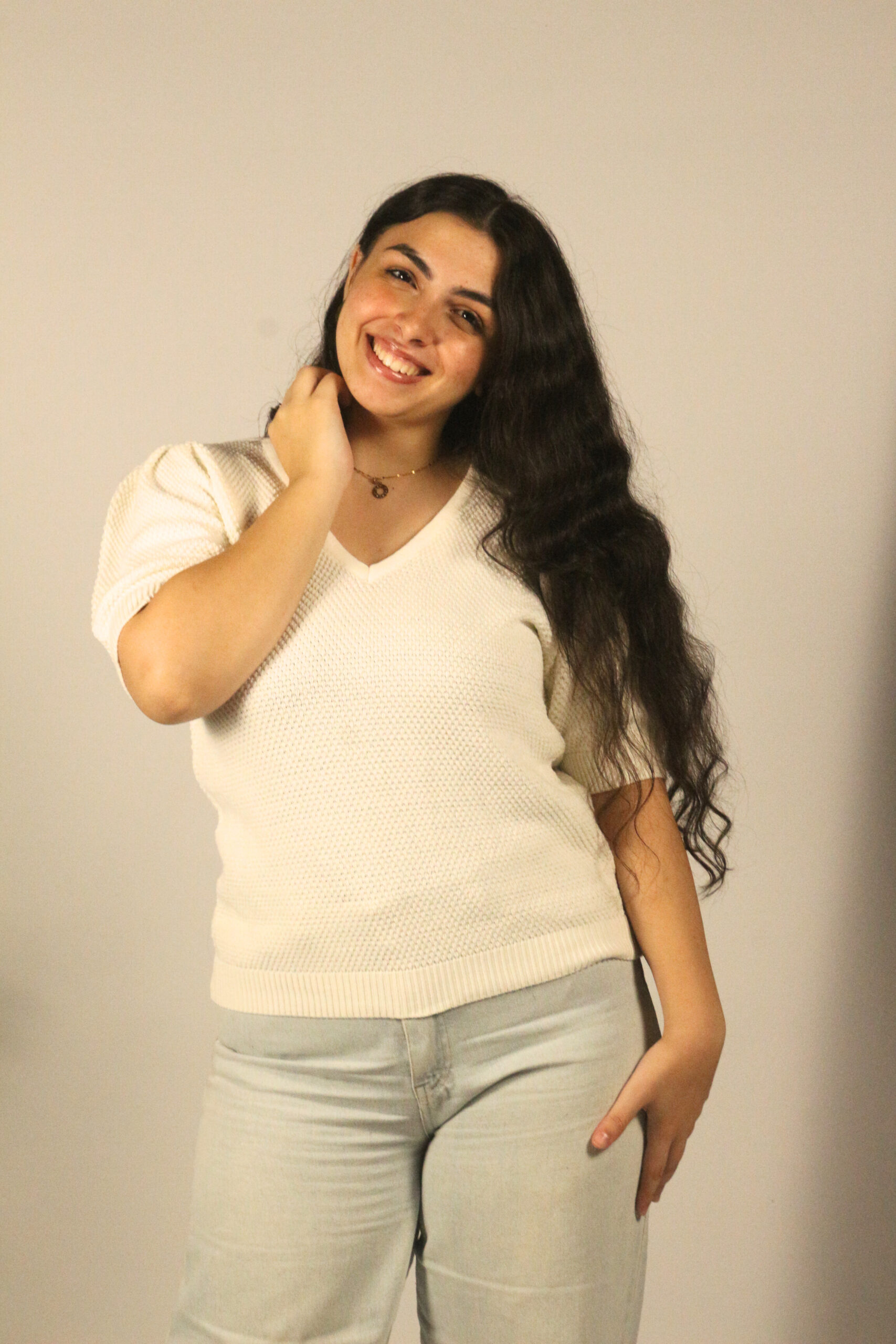 White/Cream Heavyweight Short-Sleeve Knit Top - Image 4