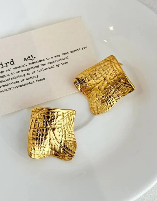 Gold Plated Wide Polished Hoop Earrings