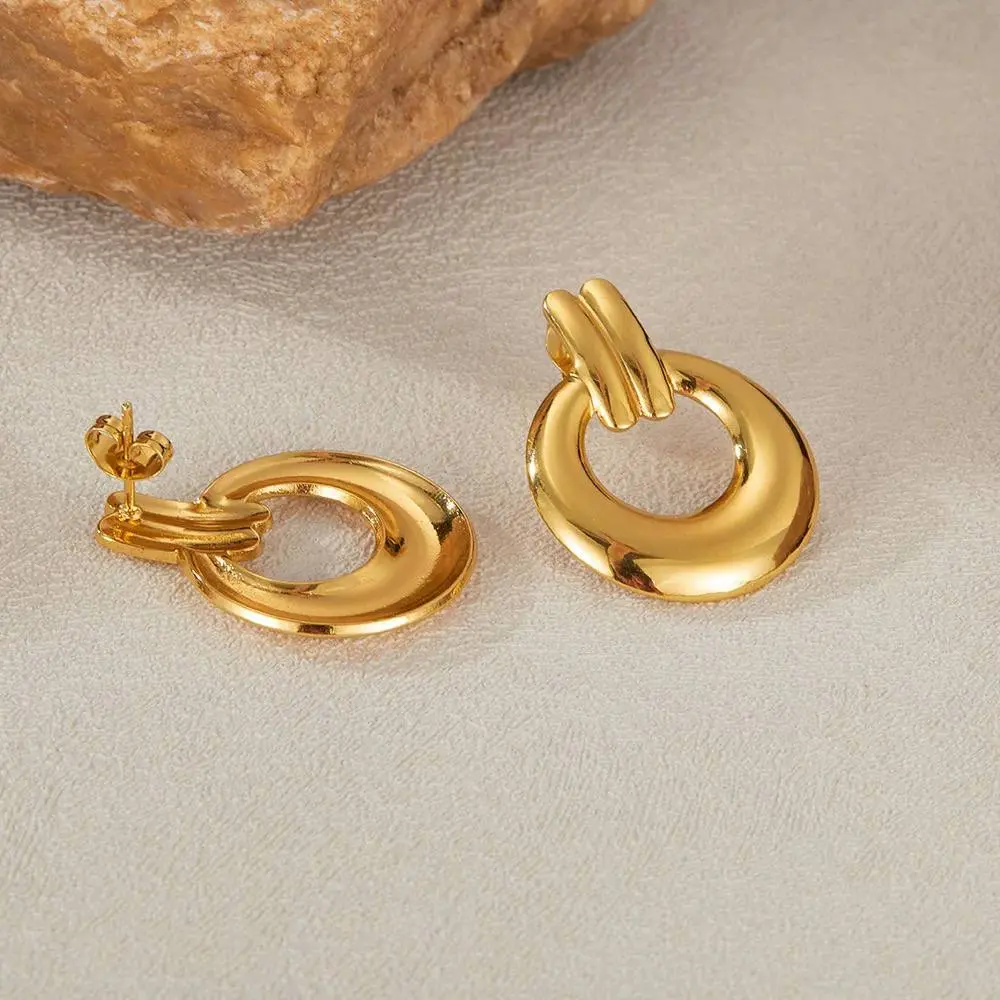 Gold Plated Pave Hoop Earrings - Image 3