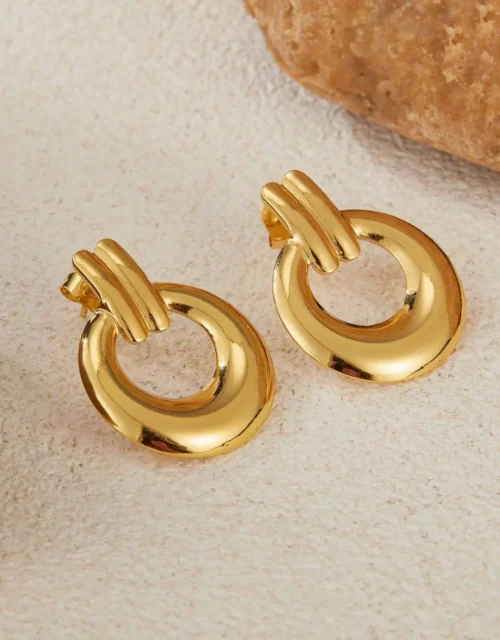 Gold Plated Pave Hoop Earrings