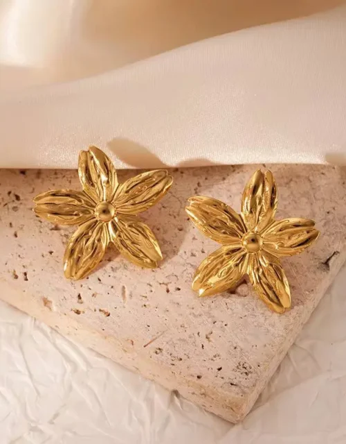 Gold Earrings in the Shape of a Flower