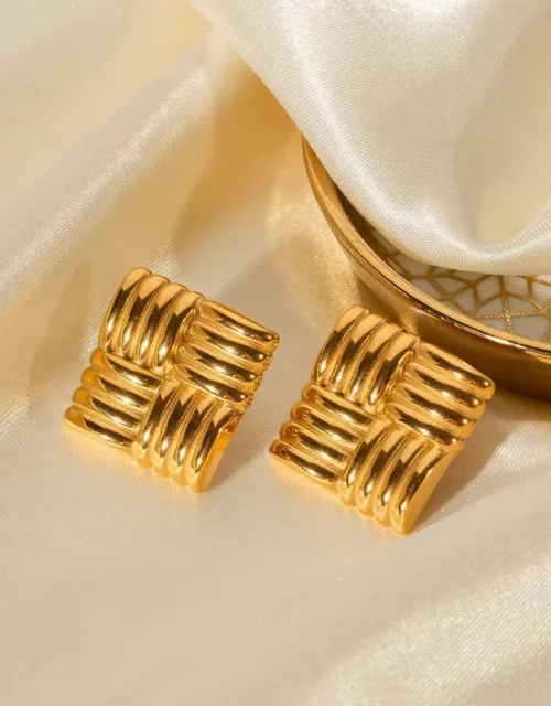 Gold Square Drop Earrings