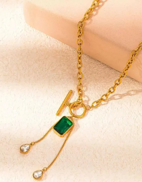 Gold Plated Oval Solitaire Pendant Necklace