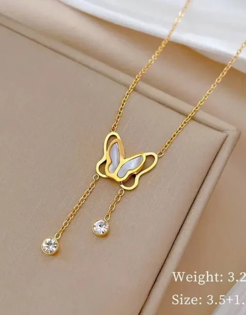 Gold Plated Emerald butterfly Necklace
