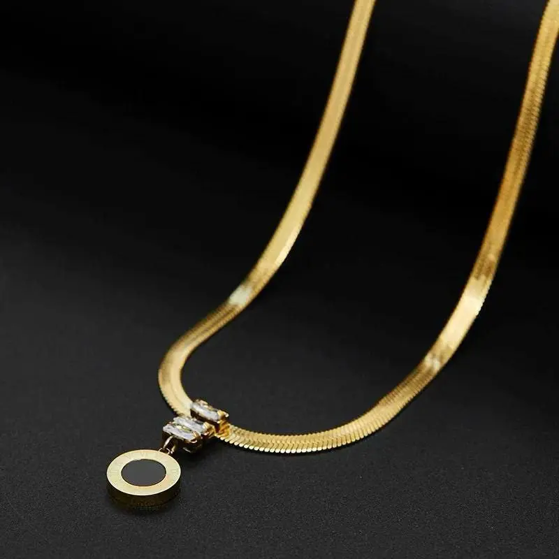 Layered Geometric Bar and Coin Necklace - Image 3