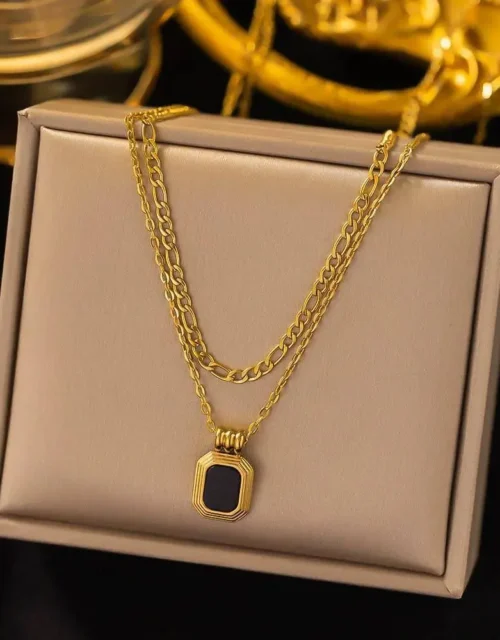 Layered Polished Gold Disc Necklace