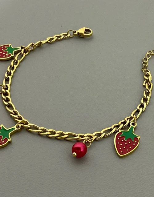 Gold Plated Engraved Tag Charm Bracelet