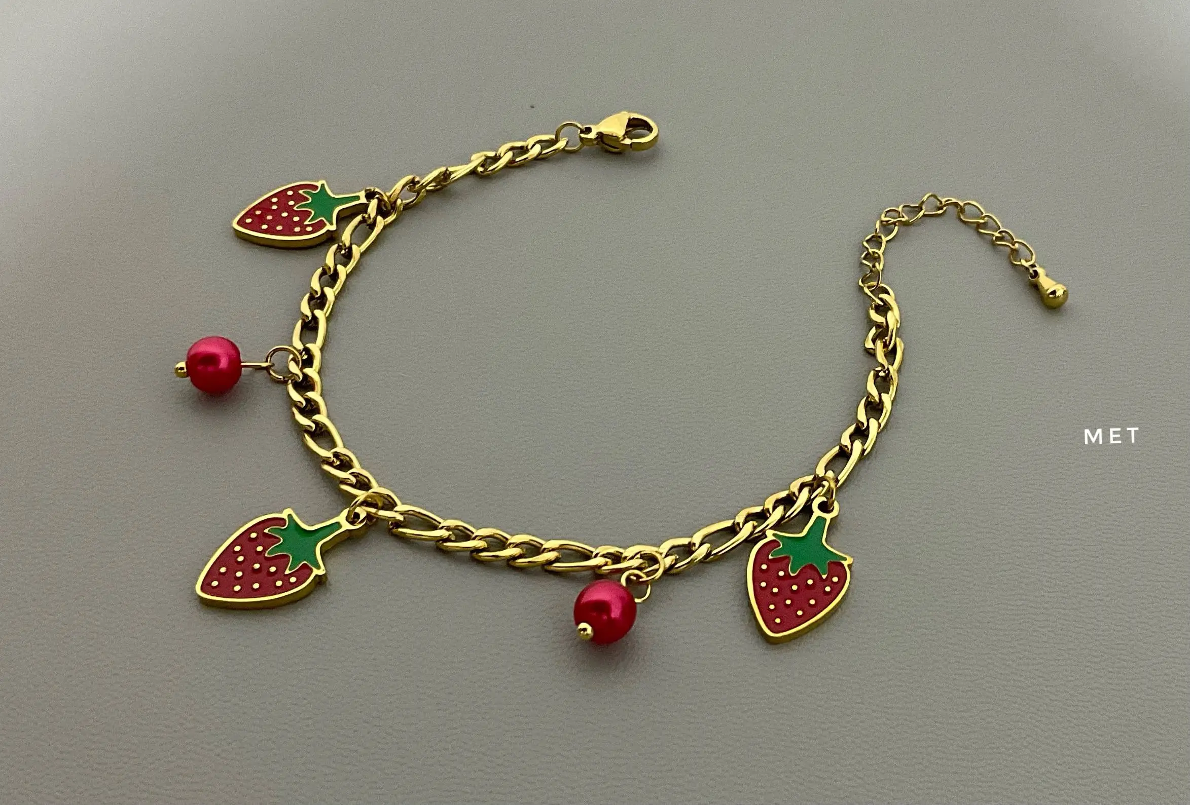 Gold Plated Engraved Tag Charm Bracelet