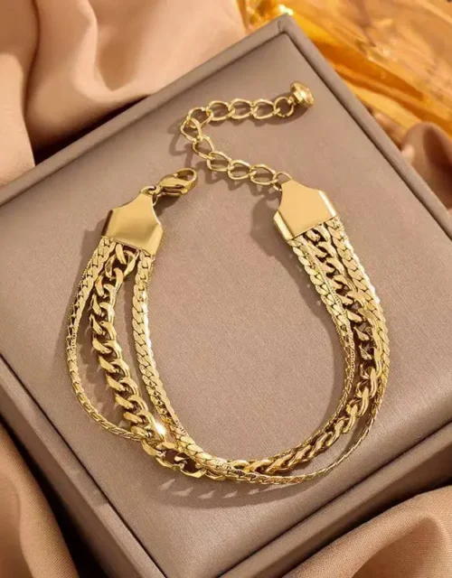 Gold Plated Double-Clover Charm Bracelet