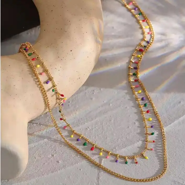 Gold Plated Geometric Pave Open Charm Necklace - Image 3