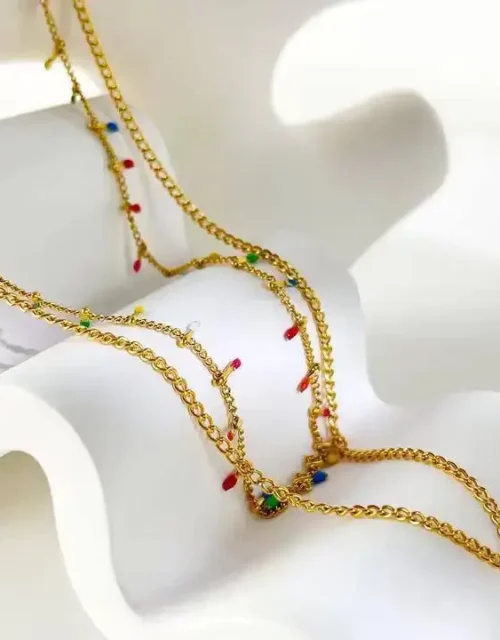 Gold Plated Geometric Pave Open Charm Necklace