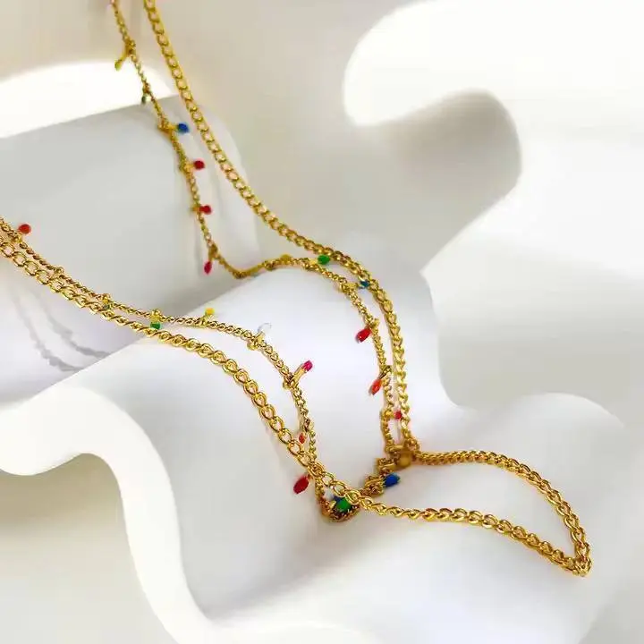 Gold Plated Geometric Pave Open Charm Necklace