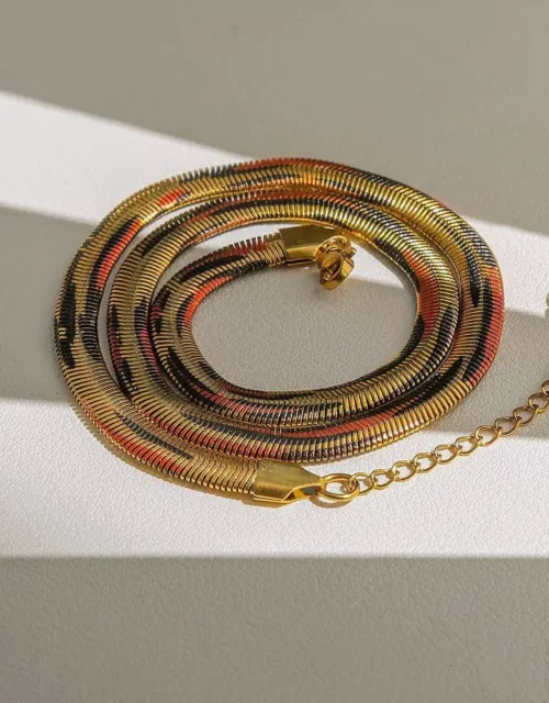 Gold Plated Serpentine Snake Chain Necklace