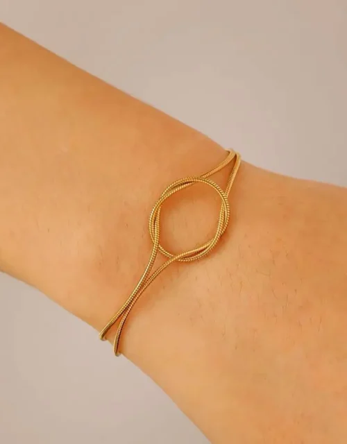 Gold Plated Chain Link Bracelet with Disc Charm