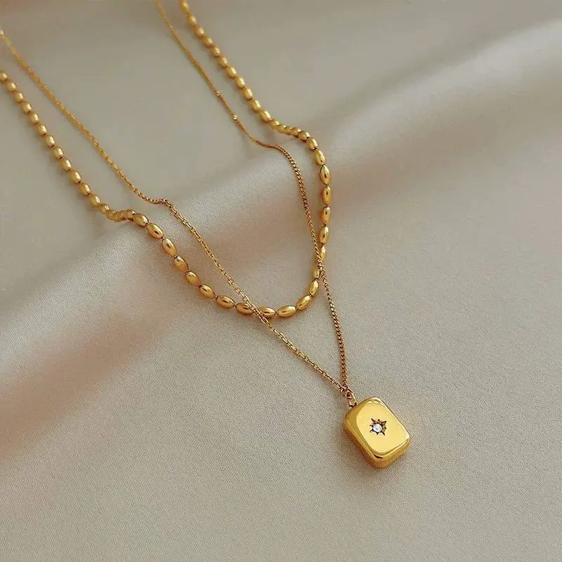 Gold Plated Pave and Polished Interlocking Oval Necklace - Image 3