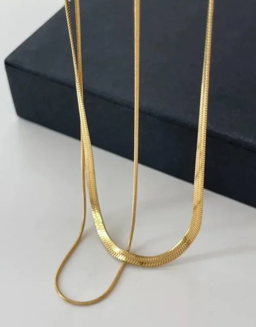 Gold Plated Double-Layered Serpentine Snake Chain Necklace