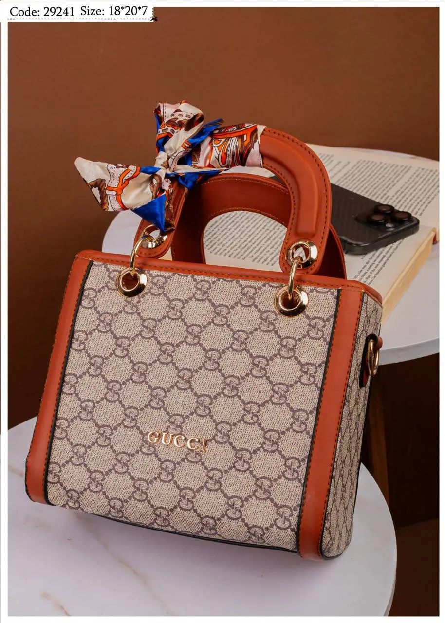 Gucci Inspired Elegant Beige Monogram Handbag - Image 4
