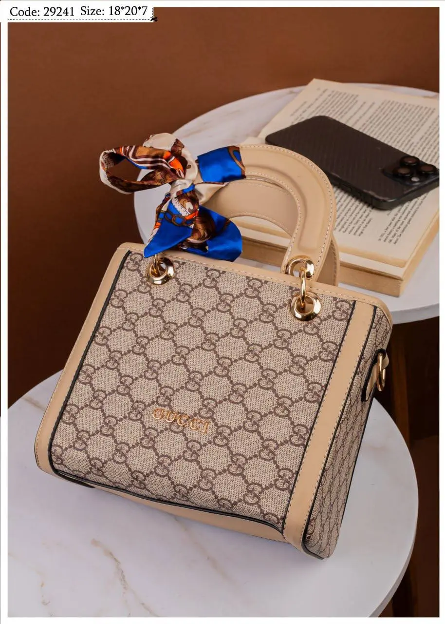 Gucci Inspired Elegant Beige Monogram Handbag
