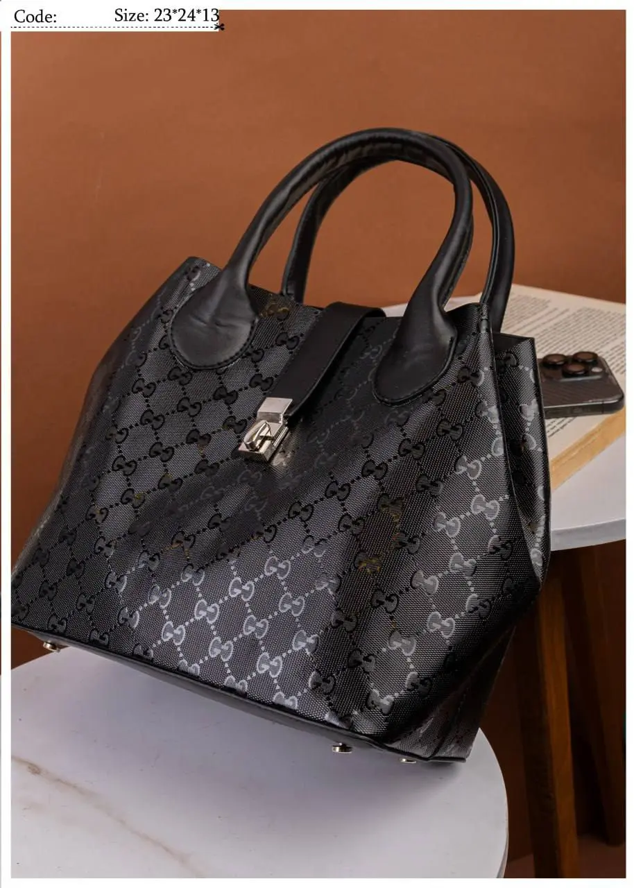 Black Monogram Structured Handbag