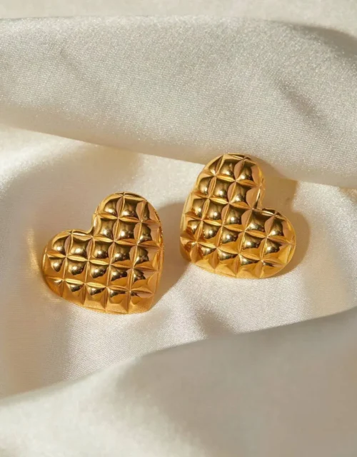 Gold Plated Heart Stud Earrings