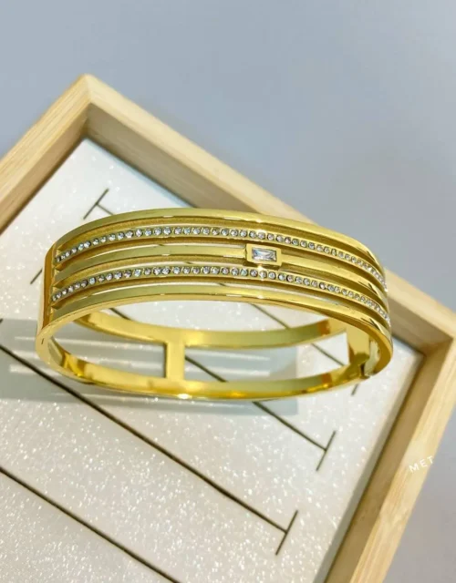 Gold Plated Multi-Layer Pave Bangle