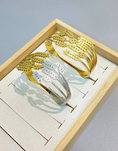 Wheat Spike Open Cuff Bangle (Available in Mixed Metal)