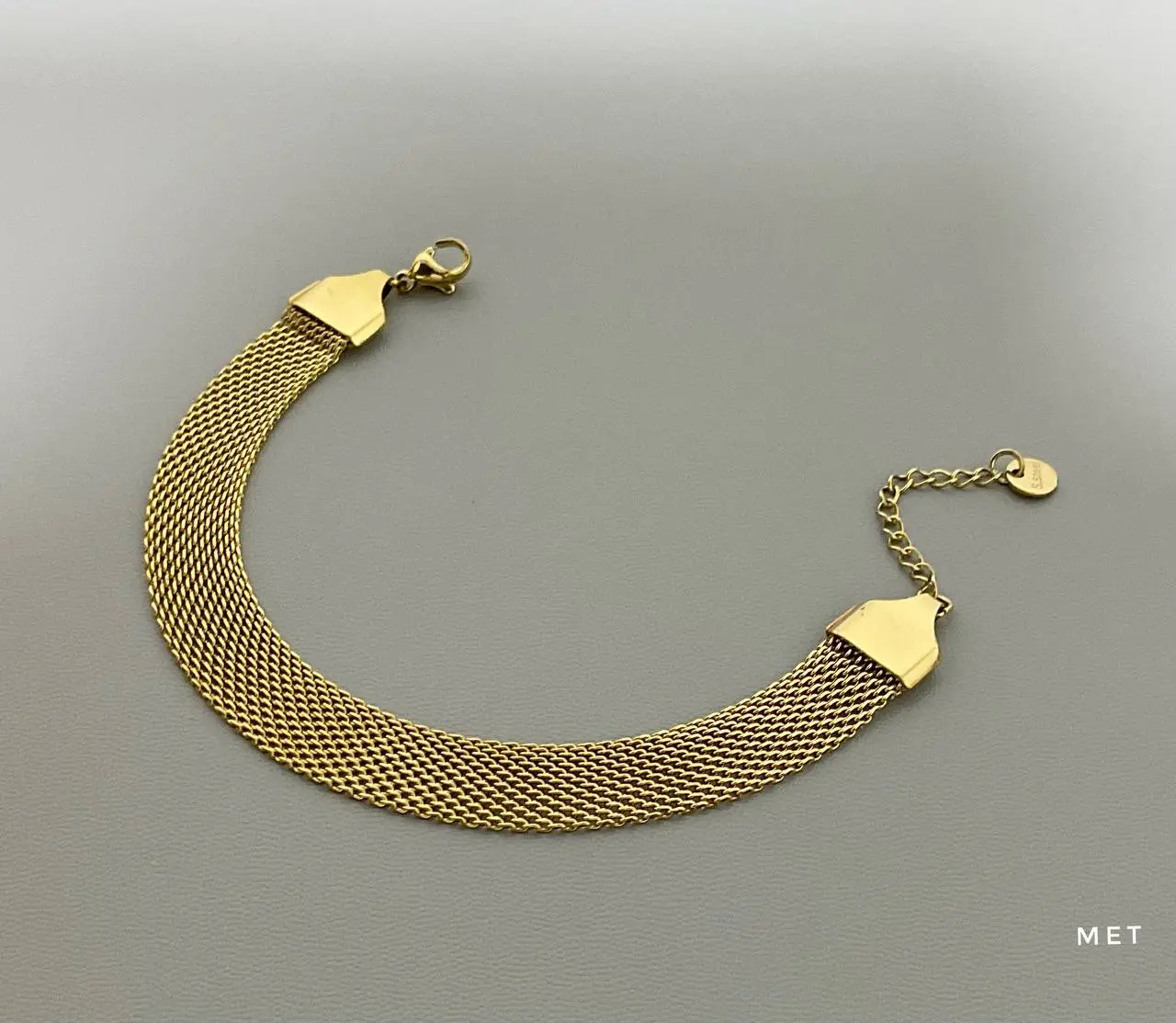 Gold Plated Double-Layer Tag & Bead Charm Bracelet