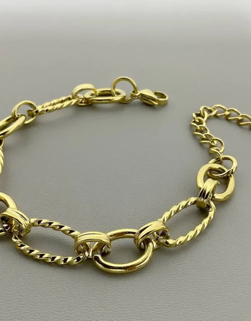 Gold Plated Wide Mesh Chain Bracelet