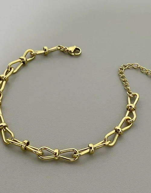 Gold Plated Wide Oval Link Chain Bracelet