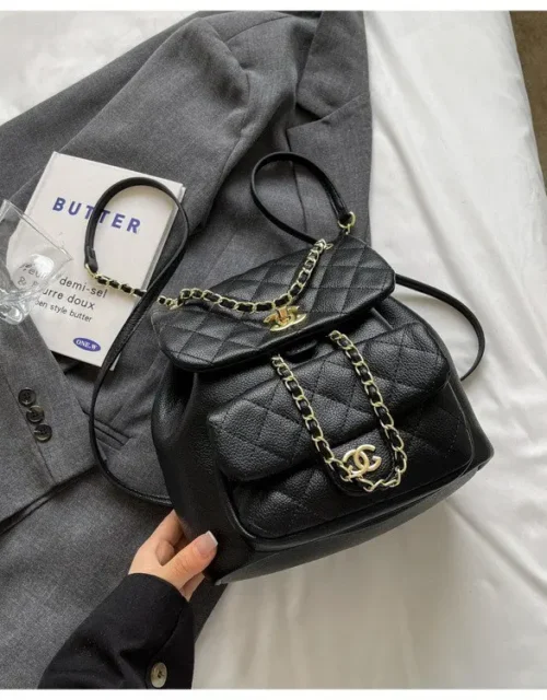 Premium Quilted Chain-Strap Mini Backpack