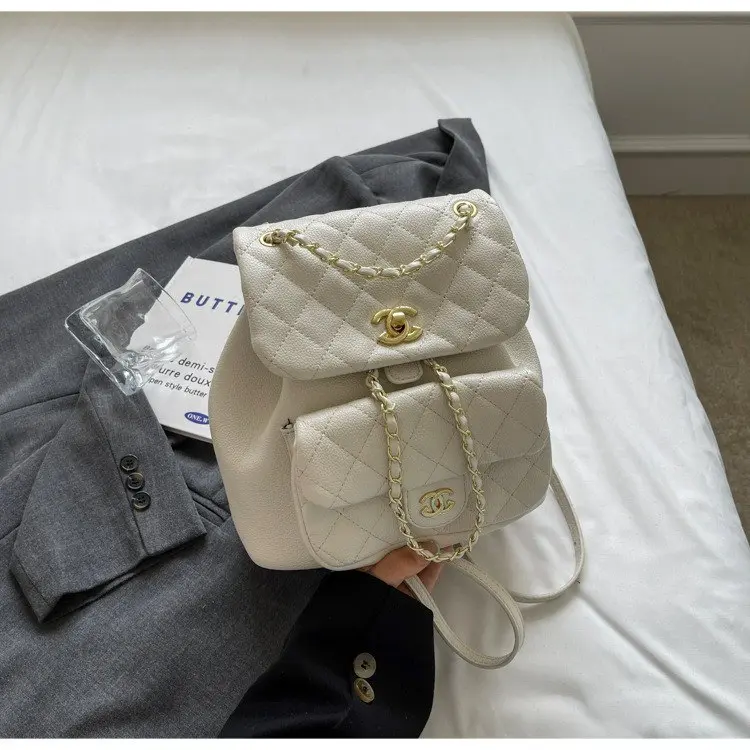 Premium Quilted Chain-Strap Mini Backpack - Image 5