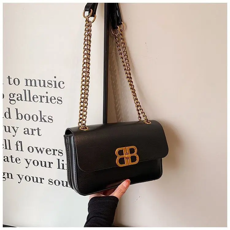 Luxurious Double-Lock Chain Shoulder Bag - Image 7