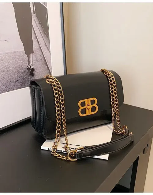 Luxurious Double-Lock Chain Shoulder Bag
