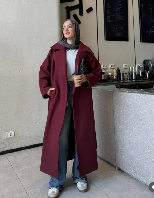 The "Winter Berry" Oversized Burgundy Coat