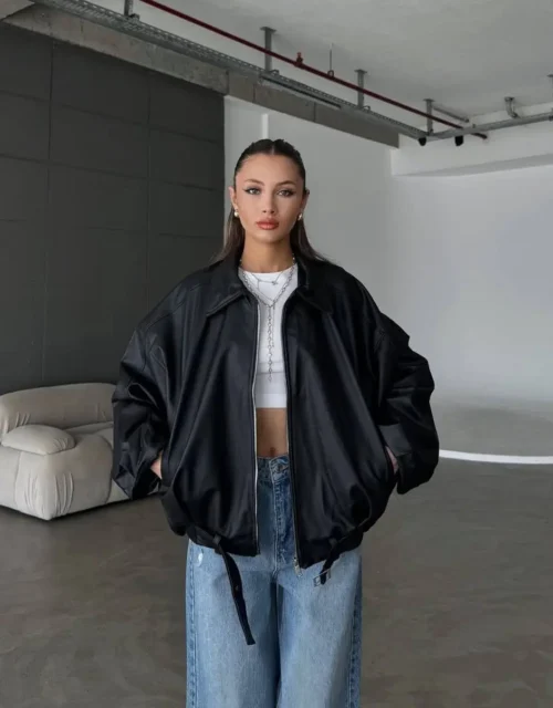 The "City Edge" Oversized Faux Leather Jacket