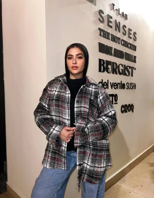 Oversized Checkered Flannel Shirt Jacket